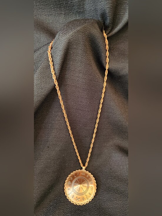 unmarked Jewelry - Vintage Bell Trading Post Style Copper 2" Medallion Shield Necklace Southwestern